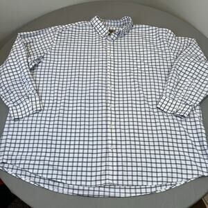 The FOUNDRY 4XLT Shirt Button Down Long Sleeve White/Black Check Plaid Easy Care
